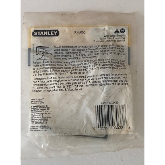 Stanley Corner Braces & Flat Corner Iron Set 3"/76mm Zinc-Plated Steel 12 Pieces - Picture 3 of 7